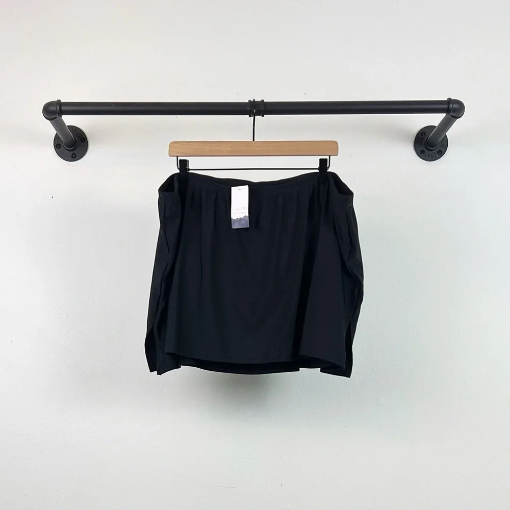 NWT Lane Bryant Cacique Black Pull On Swim Skort